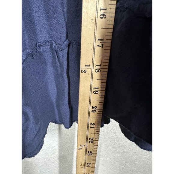 Ruffle Hem Pants Womens Medium Navy Culottes Cropped Elastic Waist Pockets - Picture 5 of 8